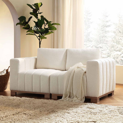Canapé Belsize Beige Boucle avec base en bois, 2 places