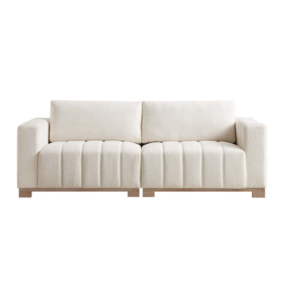 Canapé Belsize Beige Boucle avec base en bois, 3 places