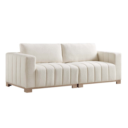 Canapé Belsize Beige Boucle avec base en bois, 3 places