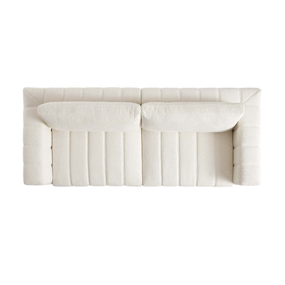 Canapé Belsize Beige Boucle avec base en bois, 3 places