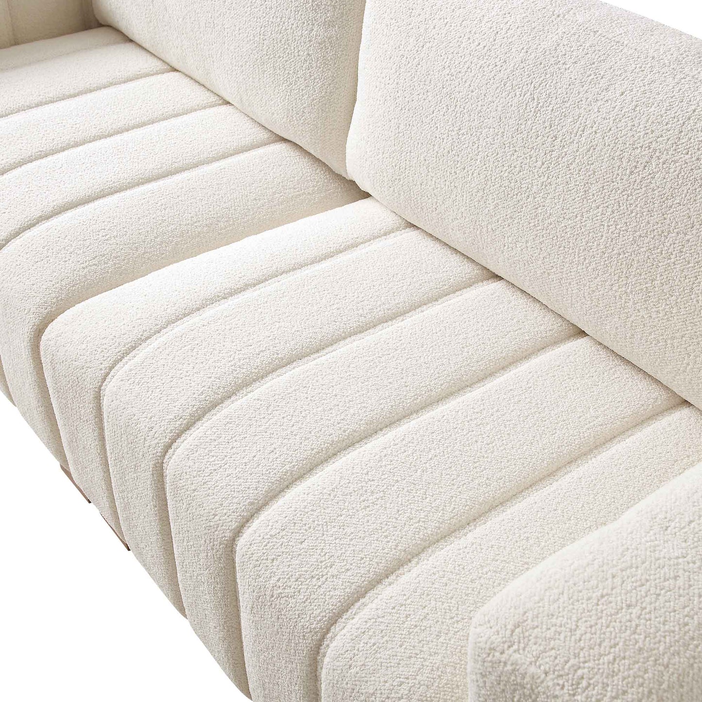Canapé Belsize Beige Boucle avec base en bois, 3 places