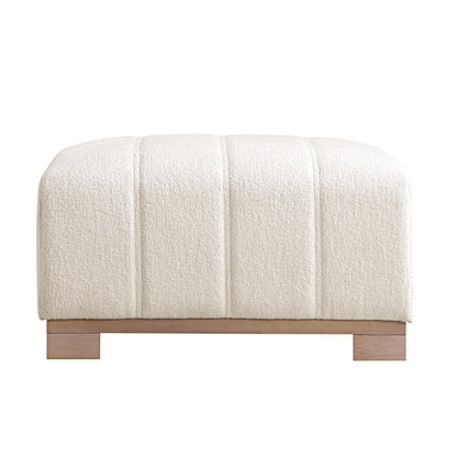 Repose-pieds Belsize Beige Boucle avec base en bois