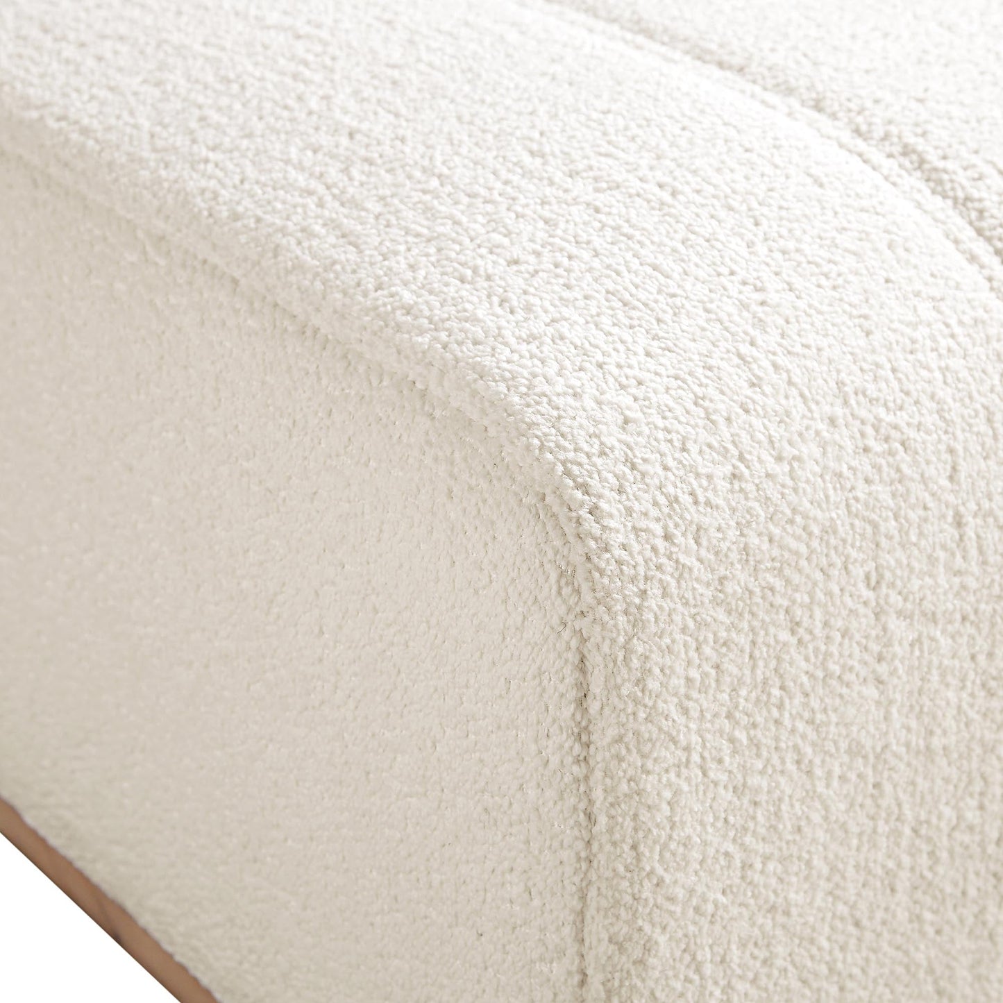 Repose-pieds Belsize Beige Boucle avec base en bois