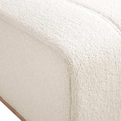 Repose-pieds Belsize Beige Boucle avec base en bois