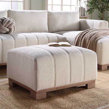Repose-pieds Belsize Beige Boucle avec base en bois