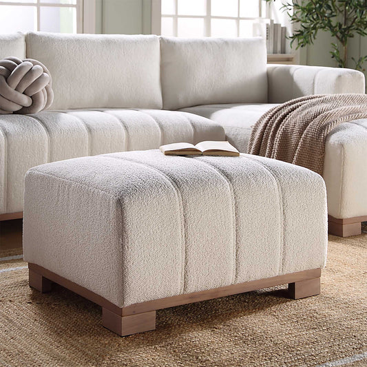 Repose-pieds Belsize Beige Boucle avec base en bois