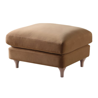 Canapé et repose-pieds en velours camel Daphnis
