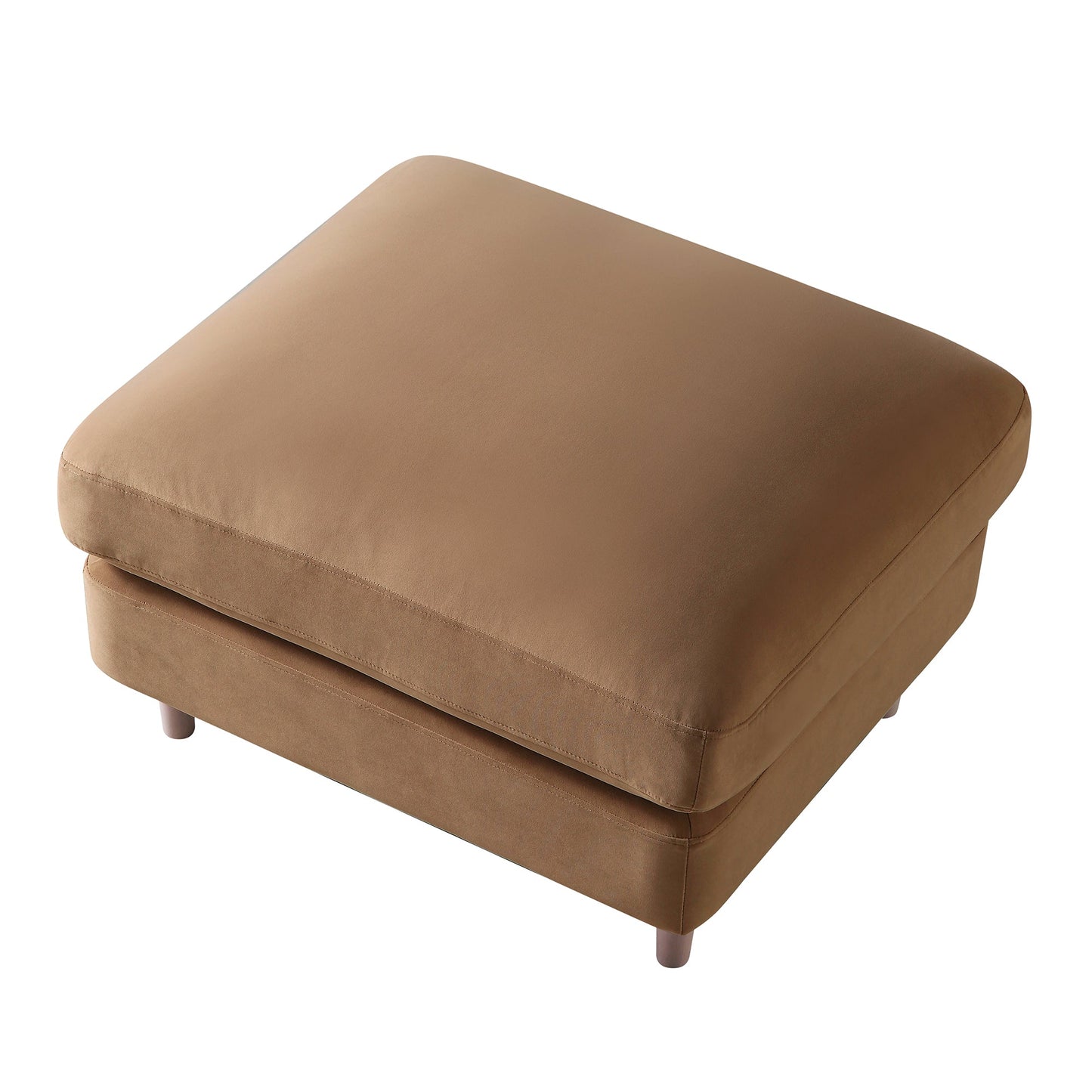 Canapé et repose-pieds en velours camel Daphnis
