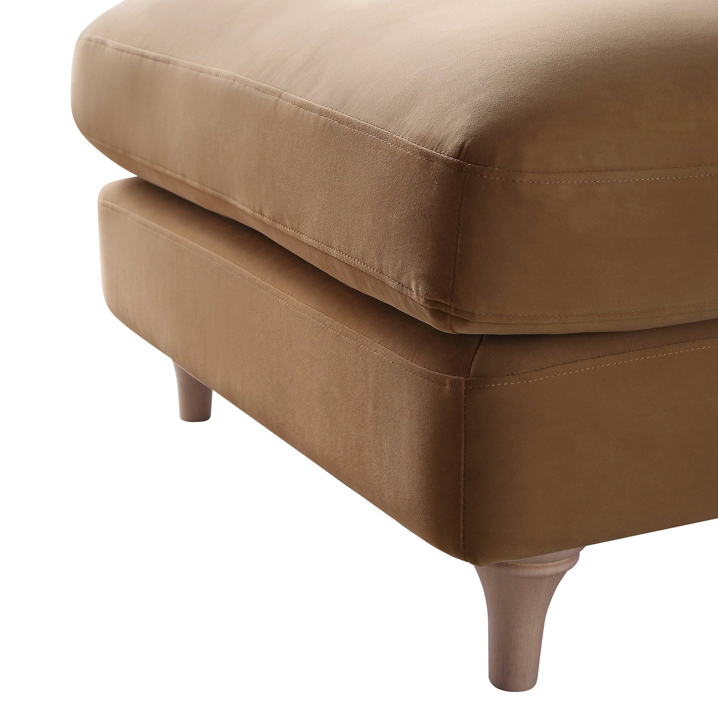 Canapé et repose-pieds en velours camel Daphnis