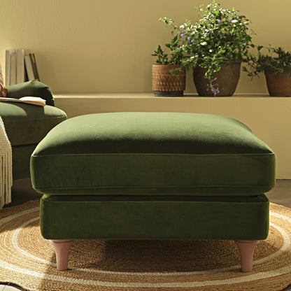 Canapé et repose-pieds en velours vert Daphnis Fern