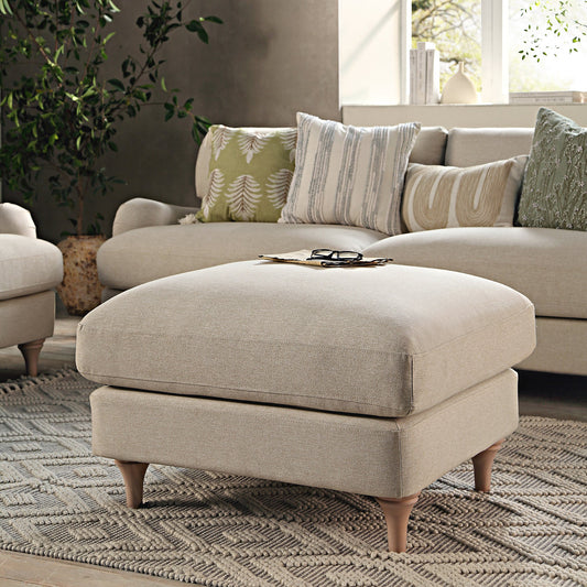 Canapé et repose-pieds en tissu Daphnis Oatmeal