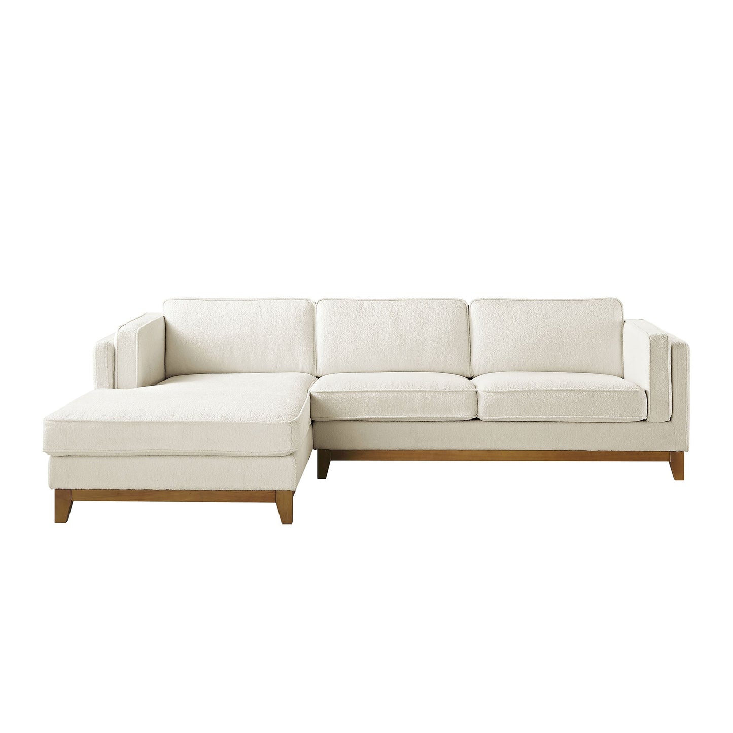 Canapé Dipley en tissu bouclé beige, canapé Grande Chaise, orientation gauche
