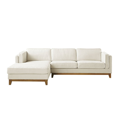 Canapé Dipley en tissu bouclé beige, canapé Grande Chaise, orientation gauche
