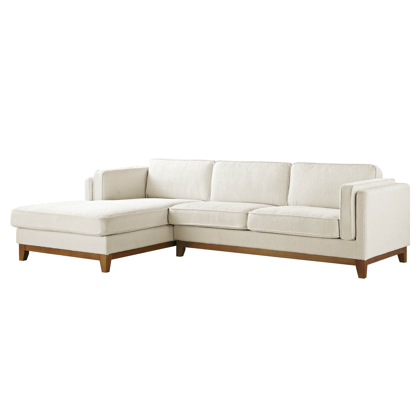 Canapé Dipley en tissu bouclé beige, canapé Grande Chaise, orientation gauche