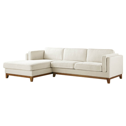 Canapé Dipley en tissu bouclé beige, canapé Grande Chaise, orientation gauche