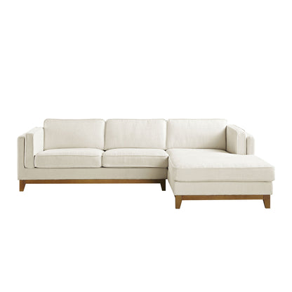 Canapé Dipley en tissu bouclé beige, canapé Grande Chaise, orientation droite