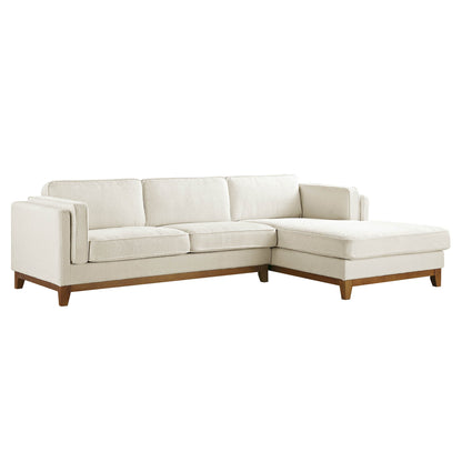 Canapé Dipley en tissu bouclé beige, canapé Grande Chaise, orientation droite