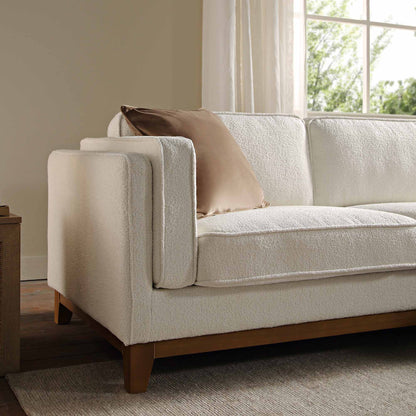 Canapé Dipley en tissu bouclé beige, canapé Grande Chaise, orientation droite