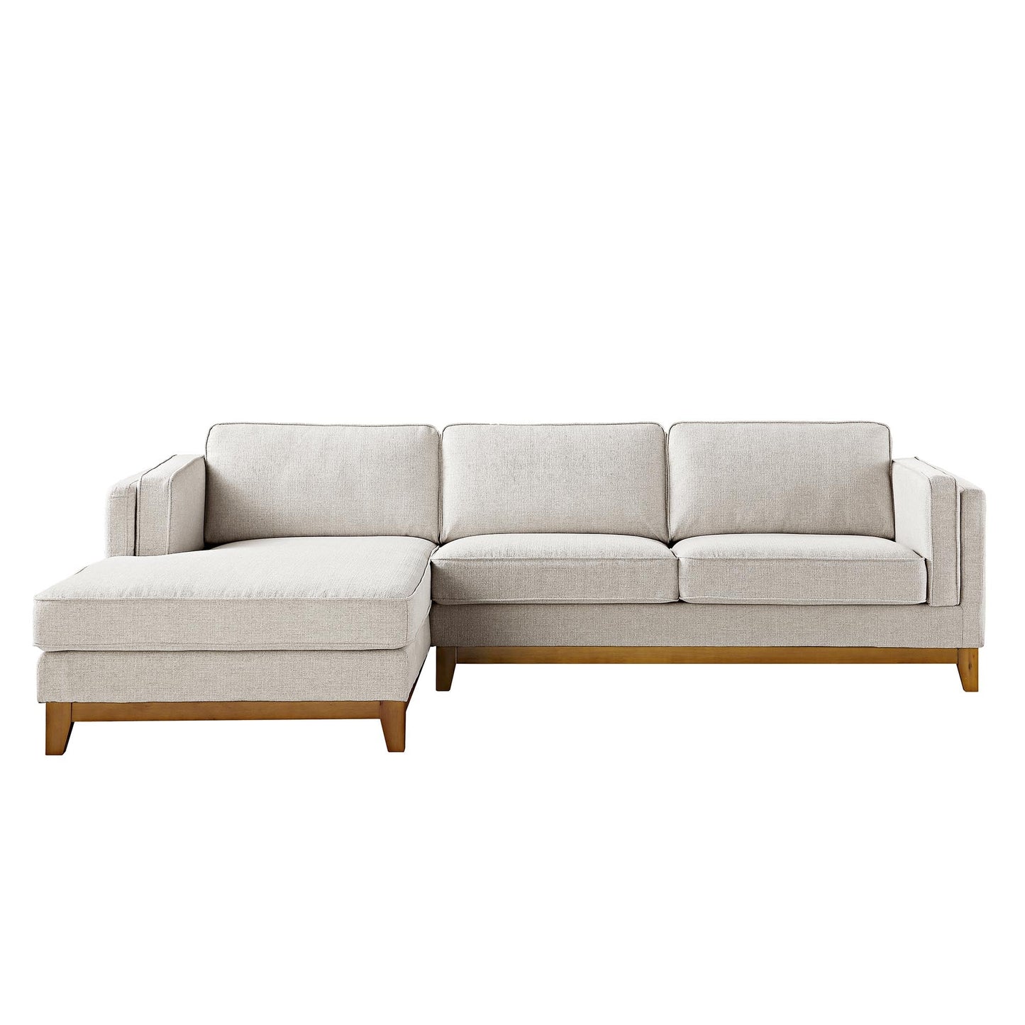 Canapé en tissu tissé Dipley Oatmeal, canapé Grande Chaise, orientation gauche