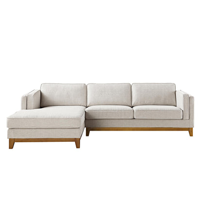 Canapé en tissu tissé Dipley Oatmeal, canapé Grande Chaise, orientation gauche