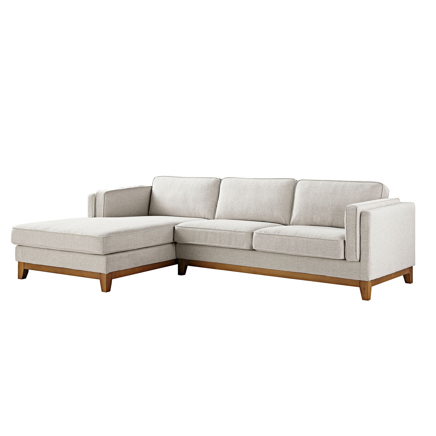 Canapé en tissu tissé Dipley Oatmeal, canapé Grande Chaise, orientation gauche