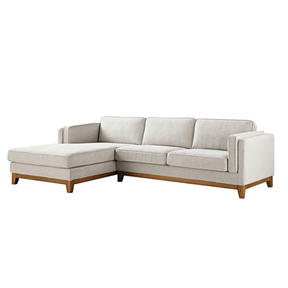 Canapé en tissu tissé Dipley Oatmeal, canapé Grande Chaise, orientation gauche