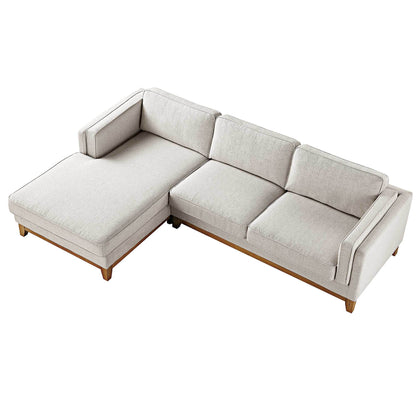 Canapé en tissu tissé Dipley Oatmeal, canapé Grande Chaise, orientation gauche