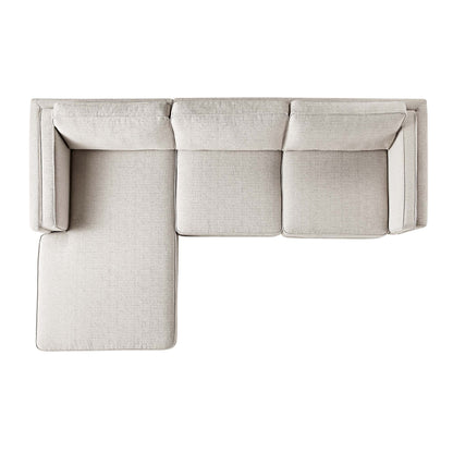 Canapé en tissu tissé Dipley Oatmeal, canapé Grande Chaise, orientation gauche