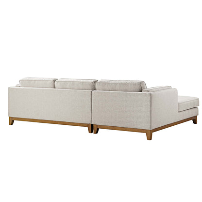 Canapé en tissu tissé Dipley Oatmeal, canapé Grande Chaise, orientation gauche