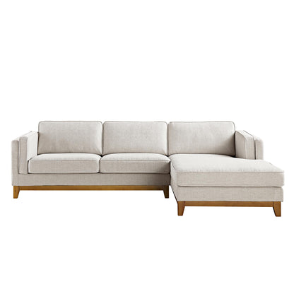 Canapé en tissu tissé Dipley Oatmeal, canapé Grande Chaise, orientation droite