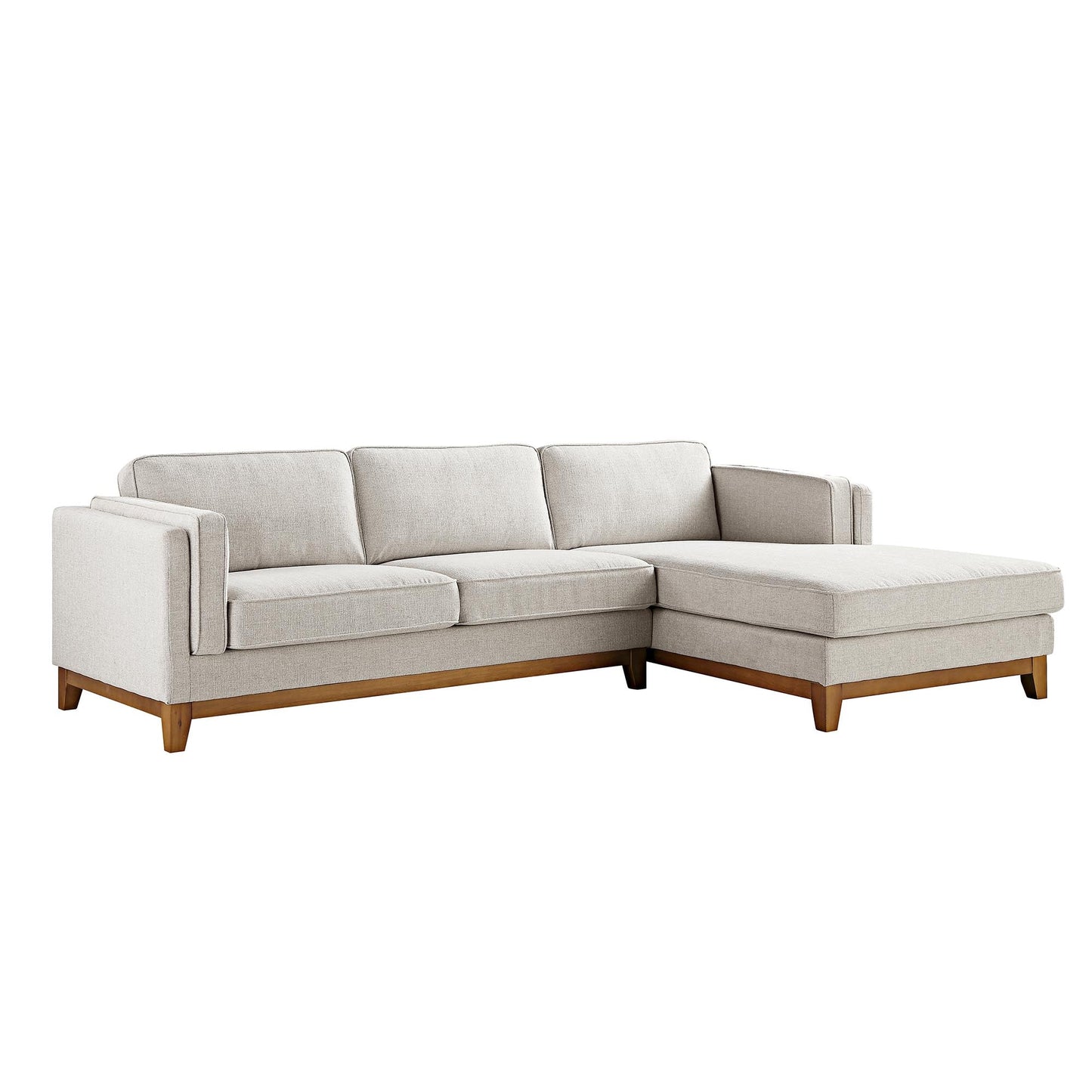 Canapé en tissu tissé Dipley Oatmeal, canapé Grande Chaise, orientation droite