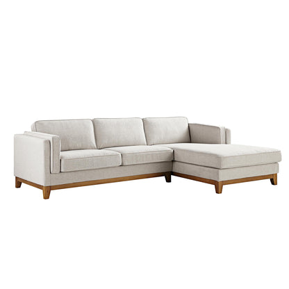 Canapé en tissu tissé Dipley Oatmeal, canapé Grande Chaise, orientation droite