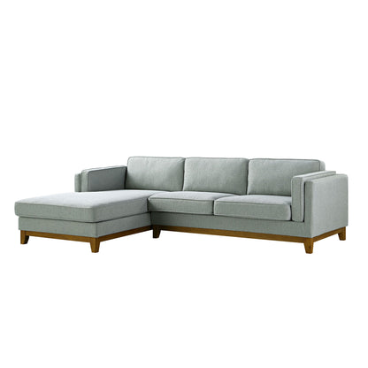 Canapé en tissu tissé Dipley Sage, canapé Grande Chaise, orientation gauche