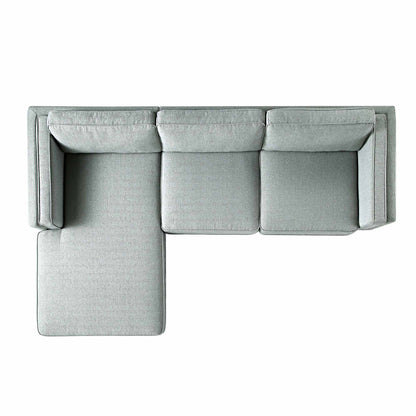 Canapé en tissu tissé Dipley Sage, canapé Grande Chaise, orientation gauche