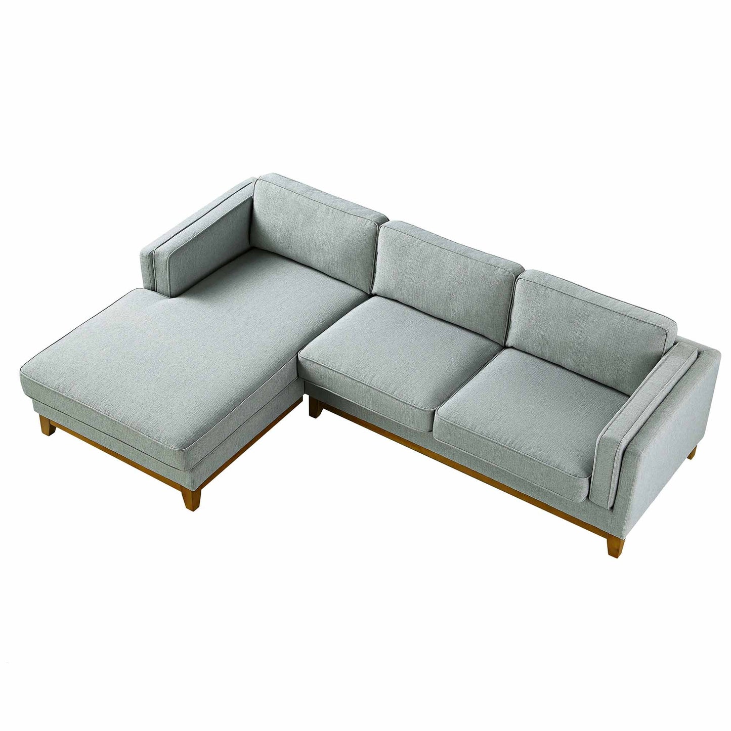 Canapé en tissu tissé Dipley Sage, canapé Grande Chaise, orientation gauche