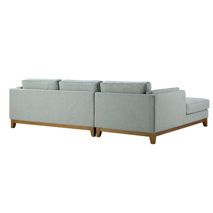 Canapé en tissu tissé Dipley Sage, canapé Grande Chaise, orientation gauche