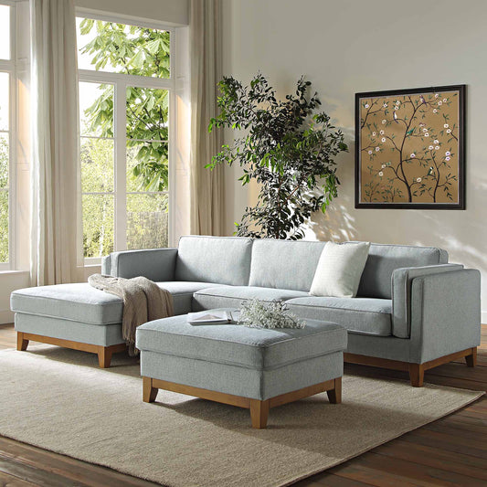 Canapé en tissu tissé Dipley Sage, canapé Grande Chaise, orientation gauche