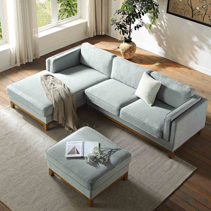 Canapé en tissu tissé Dipley Sage, canapé Grande Chaise, orientation gauche