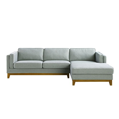 Canapé en tissu tissé Dipley Sage, canapé Grande Chaise longue orienté à droite