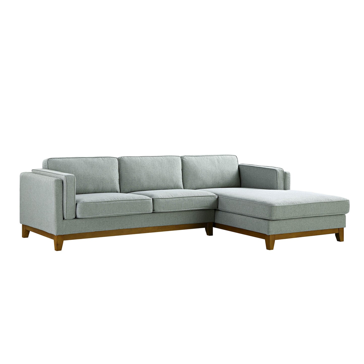 Canapé en tissu tissé Dipley Sage, canapé Grande Chaise longue orienté à droite