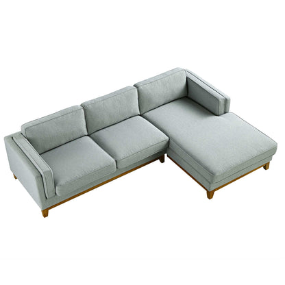 Canapé en tissu tissé Dipley Sage, canapé Grande Chaise longue orienté à droite
