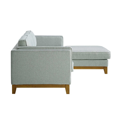 Canapé en tissu tissé Dipley Sage, canapé Grande Chaise longue orienté à droite