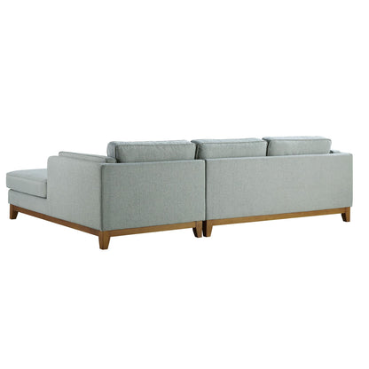 Canapé en tissu tissé Dipley Sage, canapé Grande Chaise longue orienté à droite