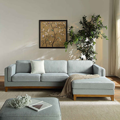 Canapé en tissu tissé Dipley Sage, canapé Grande Chaise longue orienté à droite