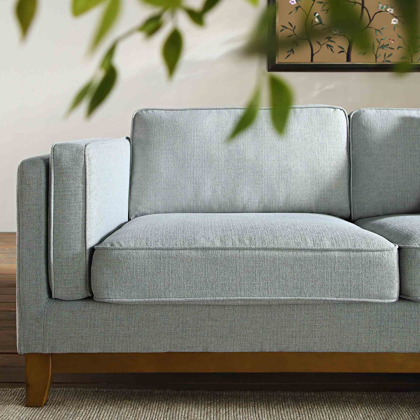 Canapé en tissu tissé Dipley Sage, canapé Grande Chaise longue orienté à droite