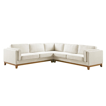 Grand canapé d'angle Dipley en tissu bouclé beige