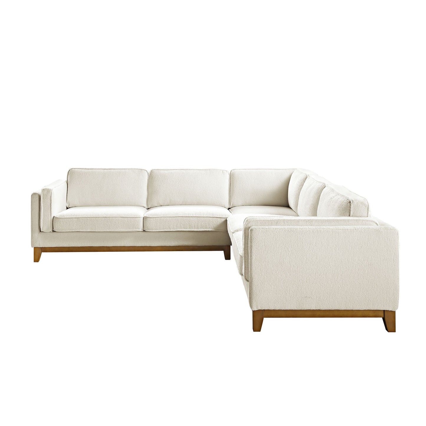 Grand canapé d'angle Dipley en tissu bouclé beige