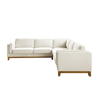 Grand canapé d'angle Dipley en tissu bouclé beige