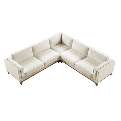 Grand canapé d'angle Dipley en tissu bouclé beige
