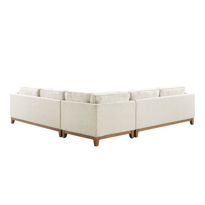 Grand canapé d'angle Dipley en tissu bouclé beige